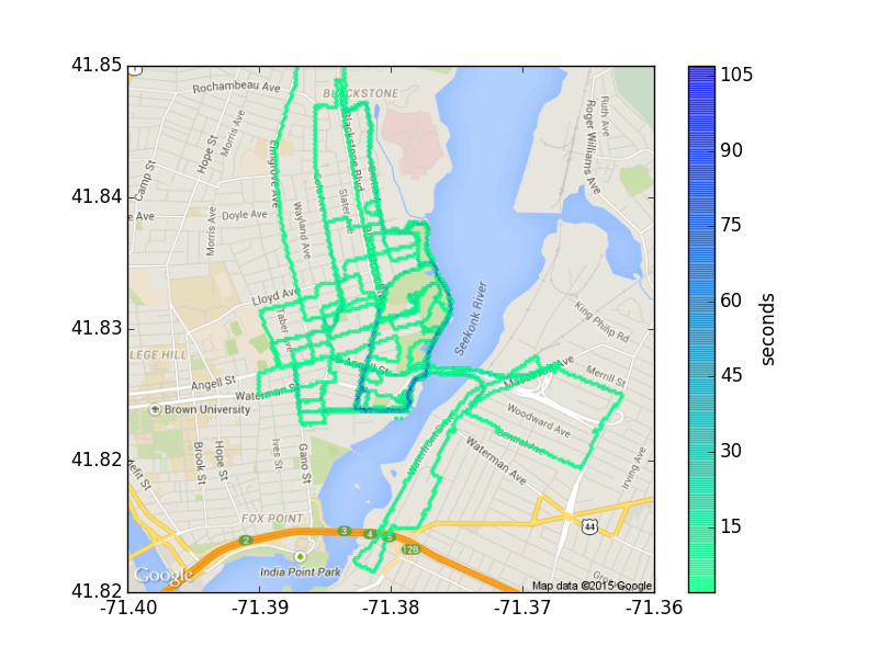 Providence, RI runs. Binning to 200×200 hexes.